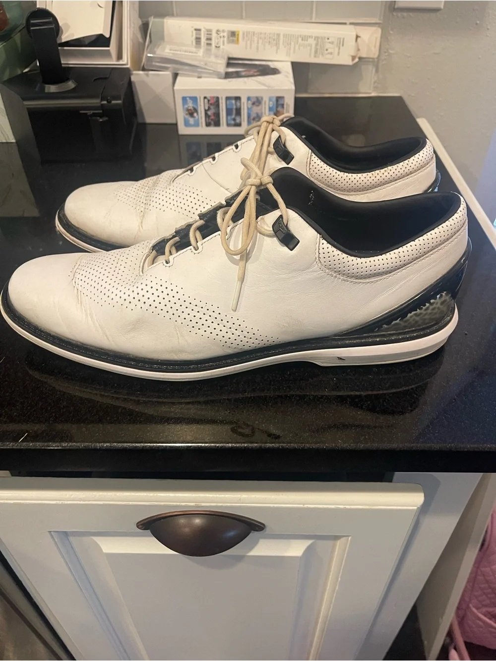 Men's Nike Air Jordan White Leather Lace-Up Golf Shoes